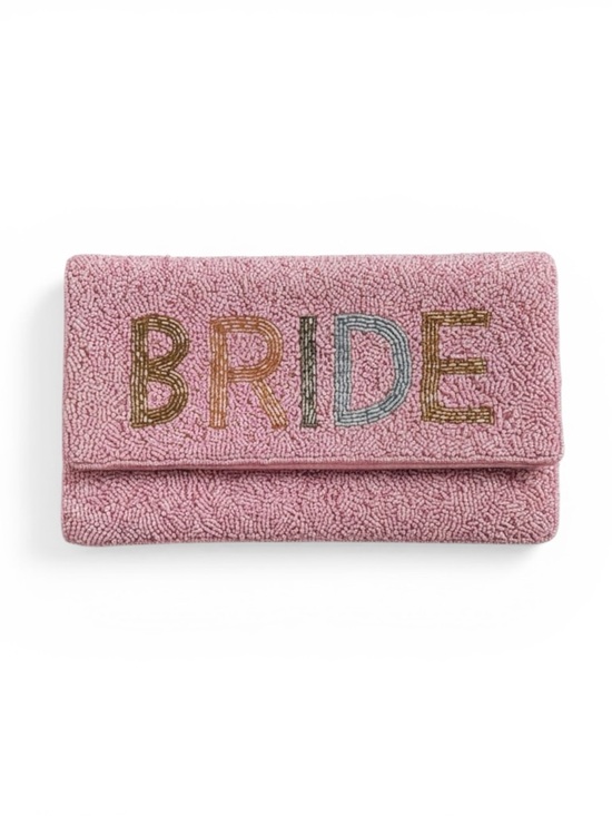 Handbags - Beaded Bride Clutch Pink Envelope Bridal Wedding Party Bag